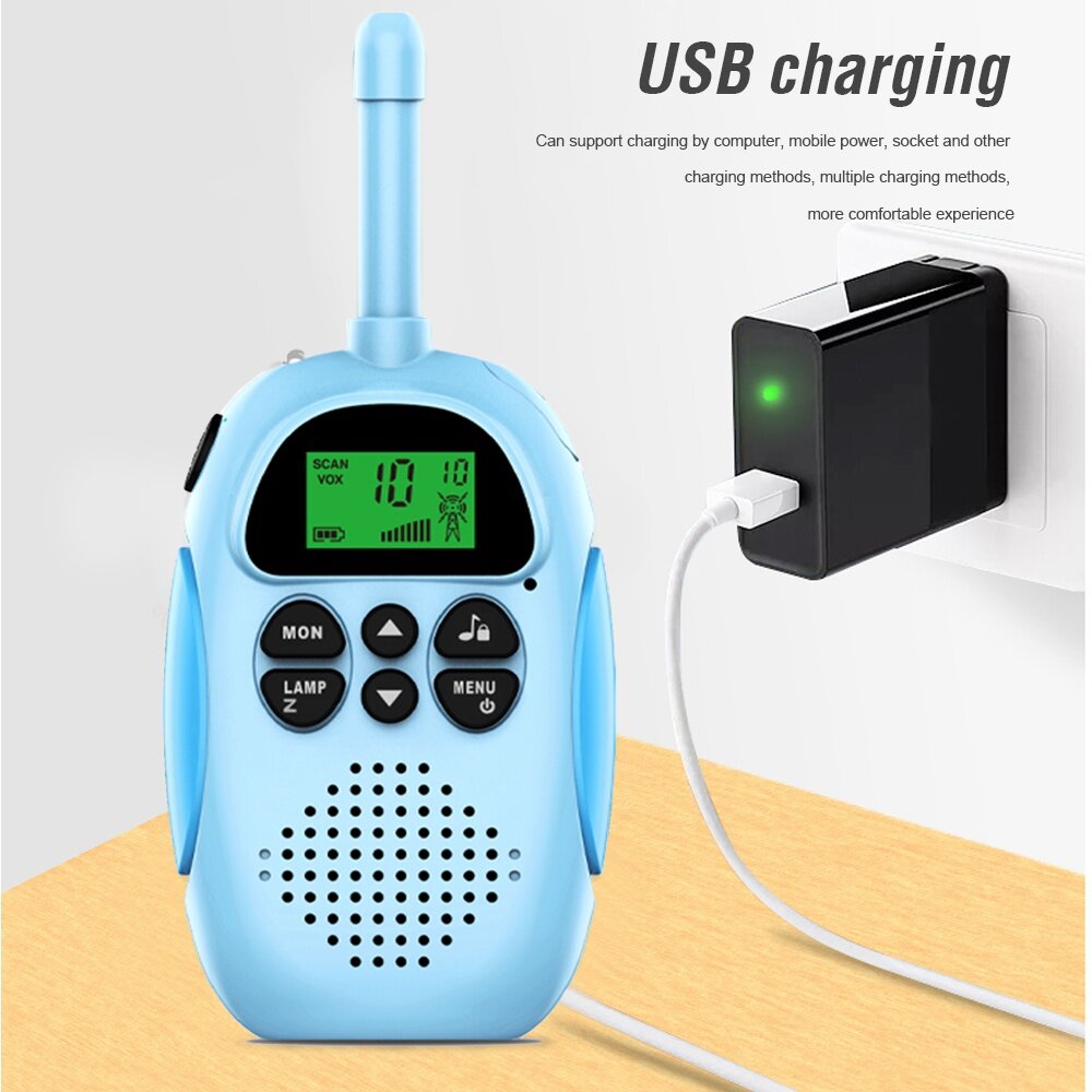 Σετ 2 Παιδικά Ασύρματα Walkie Talkie με Φακό LED με VOX & 22 Κανάλια - Πομποδέκτες Children Intercom - Χρώματος Μπλε & Ροζ